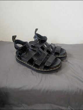 Black Patent Leather Dr. Marten Women's Gladiator Sandals